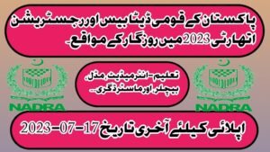 Employment Opportunities in Pakistan's National Database and Registration Authority 2023.